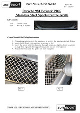 Porsche Boxster 981 PDK Front Grille Set (Without Sensors) 2012–2016 (SKU:ZPR38412B) - Image 5